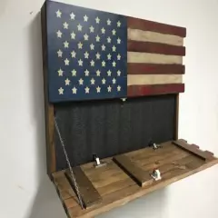 THIN BLUE LINE FLAG GUN CONCEALMENT CABINET- HIDDEN STORAGE COMPARTMENT