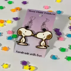 Snoopy Hand Painted Wooden Wire Earrings