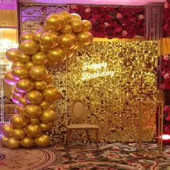 LANGXUN 24pcs Gold Square Sequin Shimmer Wall Backdrop Panels, for Birthday P...