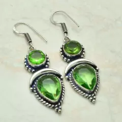 Peridot Gemstone Handmade Drop Dangle Earrings Jewelry 2" AE-59686