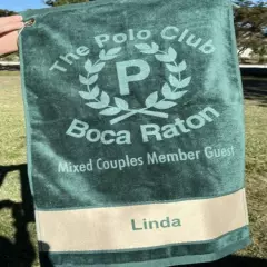 The Polo Club Boca Raton Green Women Ladies Golf Towel Monogrammed LINDA 