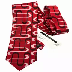 NEW Daniey Swarovske Deco Abstract Red Geometric Silk Tie Men's 3.8" x 59"