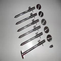 6 x TMC Interchangeable stainless steel bank sticks and stage stands. 15-23cm