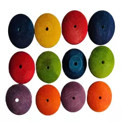 12 PAK COLORED WOOD KNOBS PARROT BIRD TOY PARTS CRAFTS DIY