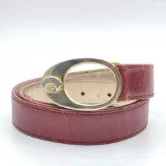 Gucci Belt Leather Bordeaux Gold 3 Holes Women Narrow 80/32 USED