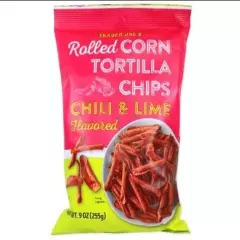 Rolled Corn Tortilla Chips Chili & Lime Flavored 9oz Exclusive by Trader Joe's