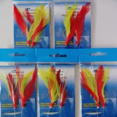 3-100 packs size 3/0 rock cod rigs red/yellow feather rockfish baits-2 Rigs/pack