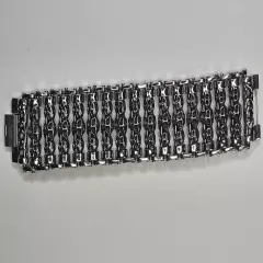 Men Silver Stainless Steel Bracelet Skull Chain Link Biker Goth 8.5"L x 1.25"W