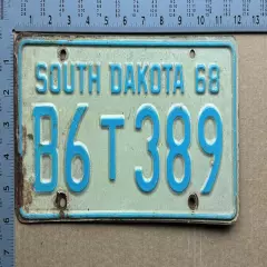 1968 South Dakota truck license plate B6T 389 Brookings Ford Chevy 16513