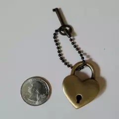 Mini Heart Shape Padlock With Key Travel Tiny Lock Antiqued Bronze