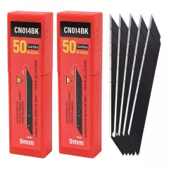 100 Pcs 9mm 30° Black Carbon Steel Blades Snap Off Blade for OLFA Knife Tools