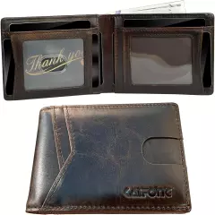 Men'S Wallet Top Grain Leather Wallet for Men Slim Minimalist with RFID Blocking