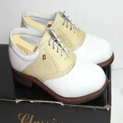 Women's FOOT JOY CLASSICS 90106 Calfskin Leather White Golf Cleats Size 8 AA