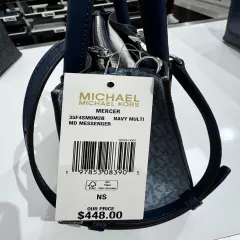 Michael Kors Mercer Medium Messenger Crossbody Bag MK Logo Signature Navy Blue