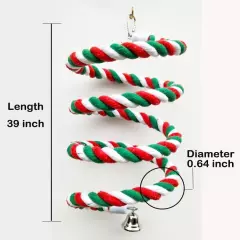 39'Bird Rope Perches(Xmas edition) Birdcage Swing Toys 100% Cotton No 39'x1pc