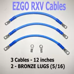 4AWG EZGO RXV Golf Cart Battery Cable Set 4 Gauge 3 Cables - W/2 lugs