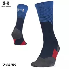 UA Socks: 2-PAIR ArmourGrip Crew (L)- Academy Blue