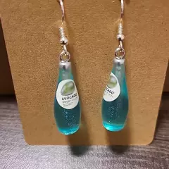 Handmade Avocado Drink Dangle Drop Earrings Ladies Blue NWOT Party Festival