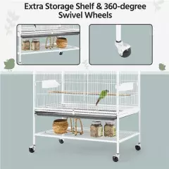 Large Parrot Cage Rolling Metal Bird Cage for Lovebird Cockatoo Conure