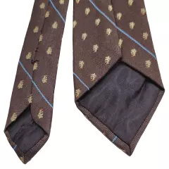 Traditional Print Brown Background Light Blue Diagonal Necktie Business Style