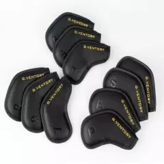 G.VENTORY Saffiano Golf Iron Head Cover Set 10ea High Quality PU 7x10cm - Black