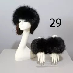 Women Wam Faux Fur Hat Cuff Set Winter Warmer Hat Arm Wrist Sleeve Gloves