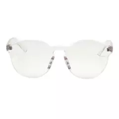 Rimless Flat Lens Sunglasses One Thick Translucent Round Lens Frame UV400