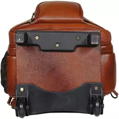 TOP GRAIN REAL LEATHER BACKPACK TROLLEY TRAVEL ROLLER CASE CABIN CHECKIN BACKPAC