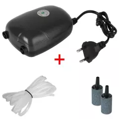 Air Pump Aquarium 60Gallon Pump Silent Waterproof Tank Pump Oxygen 2 Outlet 5W