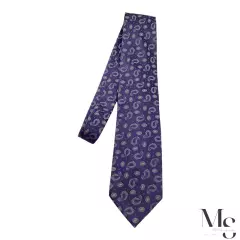 ERMENEGILDO ZEGNA COUTURE PURPLE Paisley Silk Tie In Made Italy W: 3.5" EX COND