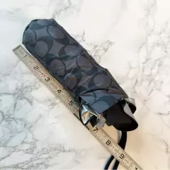 Coach Signature Print Black/Gray UV Protectant Rain Umbrella Compact Travel