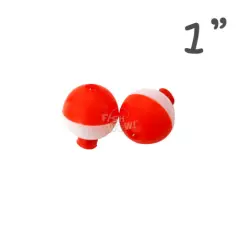 50 100 200pcs Fish WOW! 1" Fishing Snap-On Round Floats bobbers Red White lot