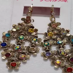 NWT Betsey Johnson Gold with Colorful Gemstones Earrings