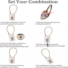 3 Digit Cable Combination Lock 16 Inches Cable for School Gym Locker,Filing Cabi