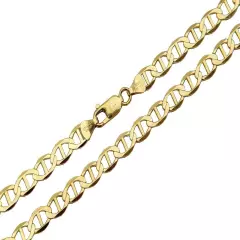 10k Solid Yellow Gold Mariner Link Chain 3mm-5mm Men Women Necklace 7"-26"