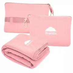  Travel Blanket Pillow Compact Lightweight Pocket Size Airplane L02-pink