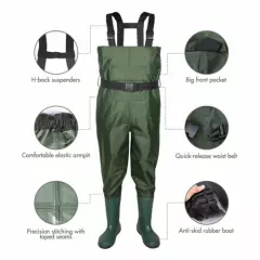 Bootfoot Chest Wader 2-Ply Nylon/PVC Waterproof Fishing Waders for Men and Women