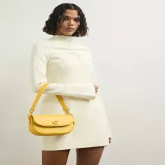 Coach Emmy Saddle Bag 23 - Glovetanned Leather/Silver/Canary ( Origin $395 )