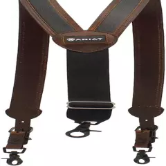 Men'S Adjustable Suspenders with Black Pebbled Leather Inlay