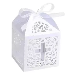 50PCS Baptism Favor Boxes, 2.2''x2.2''x2.2''Laser Cut Favor Boxes with 50 White