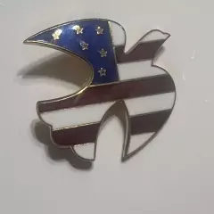 PATRIOTIC DOVE BROOCH - red white blue, American flag, Bird ENAMEL clasp pin