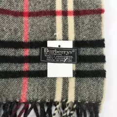 Burberry Wool Scarf Vintage Classic Check Warmer Fringe Winter Neckwear Scarves