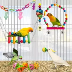 Bird Toys Parakeet Cage Accessories: 11pcs Toy Swing Set for Colorful 