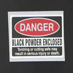 Danger - Black Powder Warning Sticker Helps Deter Burglars