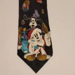 Disney MICKEY & CO Tie Necktie Goofy Christmas 100% Silk Sweden Atlas Design 58"