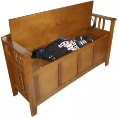 Heavy Duty Wood 5 Gun Solid Storage Bench Locking Chest Concealment Compartment