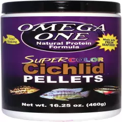 Omega One Super Color Sinking Cichlid Pellets, 2Mm Small Pellets, 16.25 Oz