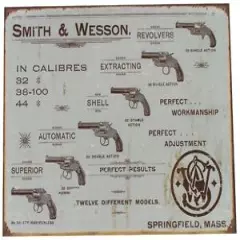 Vintage Replica Tin Metal Sign Smith & Wesson S&W 44 40 Pistol Revolver Gun 1466