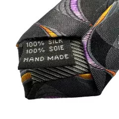 SETAZONE Mens 100% Silk Black With Multicolor Pattern