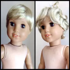 2pcs 18" Boy Doll Wig Twins Wig Blonde Pixie Cut BIN